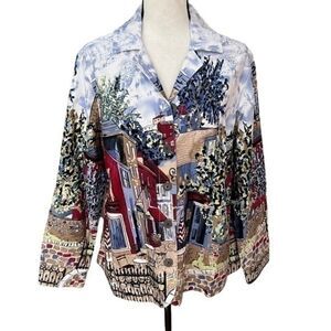 Christopher & Banks Graphic Button Up cotton jacket Size X.